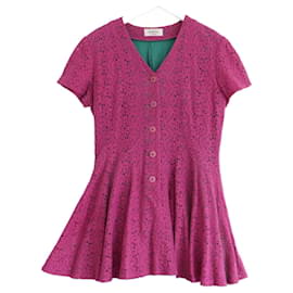 Kenzo Komposition 1980er Jahre rosa und grün ausgestelltes Minikleid