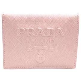 Billetera bi-fold Saffiano de Prada en rosa