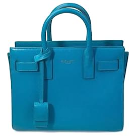 Saint Laurent Sac de Jour Nano Blu in Pelle
