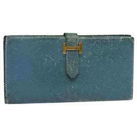 Hermès HERMES Billetera Larga de Cuero Azul Auth bs26436