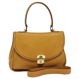 Céline Borsa a mano CELINE in pelle 2 vie gialla Auth 124515