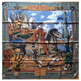 Hermès-Schal mit dem Titel 'Pony Express' von Olivier Kermit - 1993