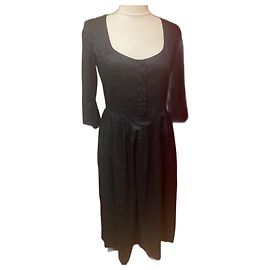 Agnès b. Schwarzes langes Baumwollkleid