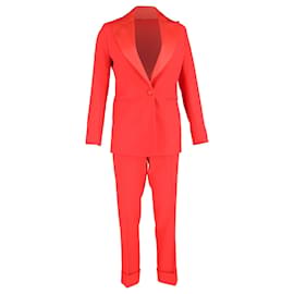 Conjunto de blazer y pantalones de un solo botón Joseph en poliéster rojo