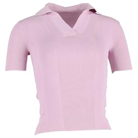 Suéter polo de espalda abierta en viscosa rosa de Jacquemus