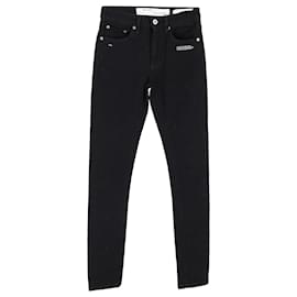 Jeans de mezclilla negra de algodón estampado slim-fit Off-White - Off White