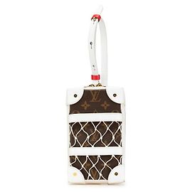 LOUIS VUITTON Boîte à Téléphone en Cuir PVC Soft Trunk ×NBA Série Sac à Bandoulière 2 voies Blanc Marron M80102
