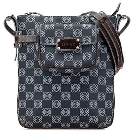LOEWE Borsa in tela rivestita con anagramma blu a tracolla