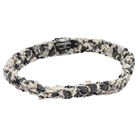 Fascia per Capelli CHANEL Tweed Bianco Blu Navy CC Auth bs26189 - Chanel