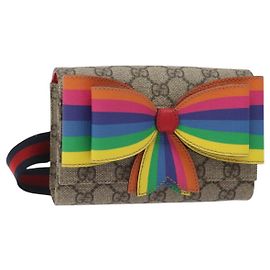 GUCCI GG Supreme Sherry Line Marsupio per bambini PVC Beige Rosso Blu Navy Auth BD2175