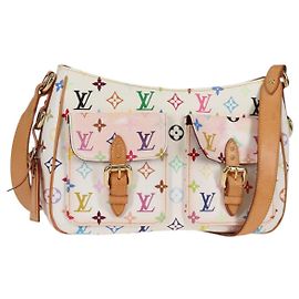 LOUIS VUITTON Sac Lodge GM Monogram Multicolore Blanc M40051 LV Auth 125413V