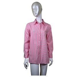 Camisa Balzac Paris de algodón a rayas rosa y blanca
