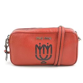 Rote Leder Schultertasche Miu Miu