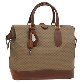 Gucci Borsa Boston Micro GG Supreme PVC Beige Oro 012 024 0467 45 Auth 124459