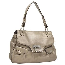 Borsa Gancini in pelle Salvatore Ferragamo oro champagne argento autentica BD2047