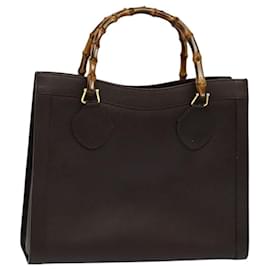 Borsa a mano in pelle Gucci Bamboo marrone oro Auth ep8928