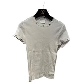 Top Chanel senza maniche in cotone bianco e nero
