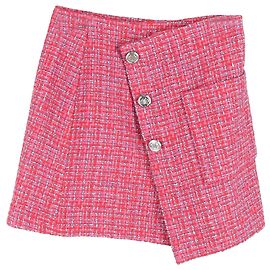 Maje Jolia asymmetrischer Tweed-Minirock aus rosa Polyamid