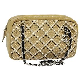 Borsa a Spalla con Catena CHANEL Smalto Beige CC Auth 125492
