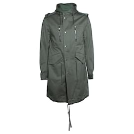 Balmain, parka con capucha de algodón verde