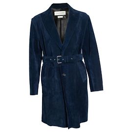 Abrigo trench de ante azul Alexander McQueen