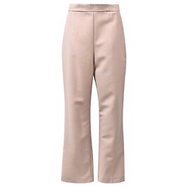 Pantalons taille haute en laine nude avec logo Fendi brodé