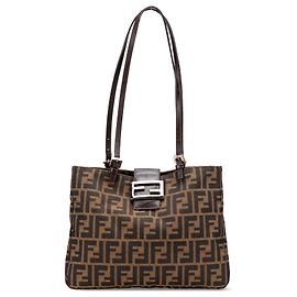 Borsa a spalla in tela Zucca marrone Fendi