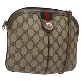 Bolso de hombro GUCCI GG Supreme Web Sherry Line PVC Beige 904 02 047 Auth ep9173