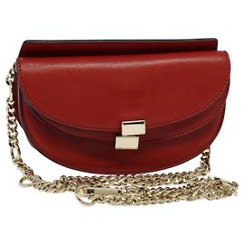 Chloé Borsa a spalla in pelle Chloe Chain Georgia Rossa Oro Auth am8513