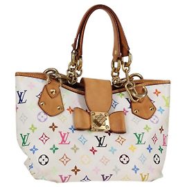LOUIS VUITTON Borsa Tote Annie MM Monogram Multicolore Bianco M40307 LV Auth BD2040