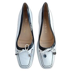 Autre Marque Décolleté Brunate Stile Mocassino Pelle Bianca e Vernis Nero