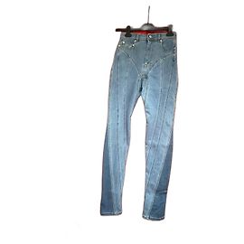 Thierry Mugler Skinny Jeans Hellblau Baumwolle