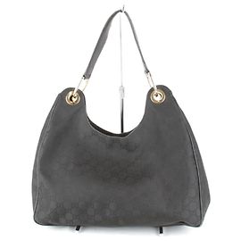 Borsa a spalla in nylon nero Gucci