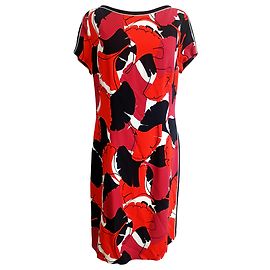 Vestido estampado Hugo Boss hasta la rodilla en viscosa multicolor