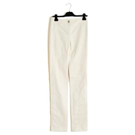 Chanel 2008 Pantaloni Jeans Slim FR36 Ecru Cotone Denim Bootcut Jeans US27