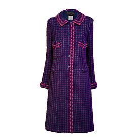 Chanel Abrigo de tweed de alta costura 2000 con botones en cubo CC
