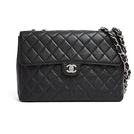 Chanel 2005 Grande Borsa Classica CC Nera Argento Classica Senza Tempo Maxi
