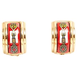 Hermès Boucles Clips Email Imprime Red Marine Clip on earrings Hermes