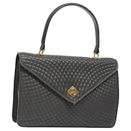 BALLY Borsa a mano trapuntata in pelle grigia dorata Auth BA2727 - Bally