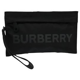 Pochette in nylon nera e argento autentica BURBERRY 118845