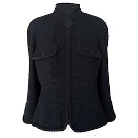 Chanel Skulpturaler Minimalismus Schwarze Tweedjacke 44 FR