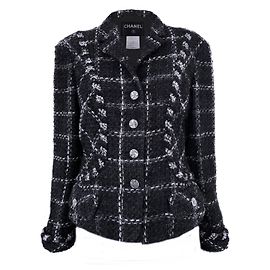 Chanel Chaqueta vintage de tweed negro 40 FR