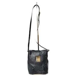 MCM Coated Canvas Mini Claudia Studs Crossbody Bag Black