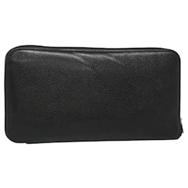 Hermès HERMES Azap Long Long Wallet Leder Schwarz Silber Auth bs26278