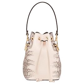 Borsa a secchiello Fendi Mon Tresor in lizard rosa