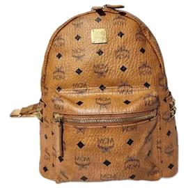 MCM Visetos Stark Medium Sac à dos en cuir marron