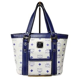 MCM Vintage Kleine Visetos Handtasche Weiß/Blau