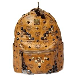 MCM Visetos Studded Small Stark M Backpack Cognac