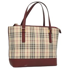 Bolsa de mão em canvas bege xadrez Nova Burberry ouro Auth BA2673