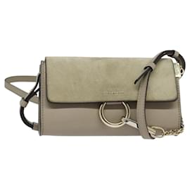 Chloé Borsa a Spalla Chloe Fay in Pelle Scamosciata Beige Oro Auth BA2586